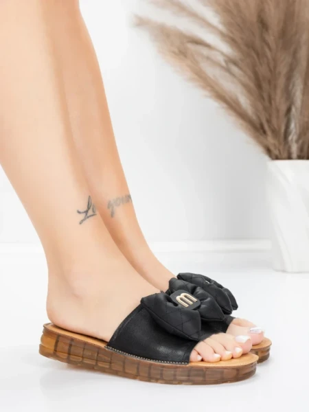 Papuci Dama cu Talpa Joasa 28118 Negru | Advancer » MeiShop.Ro