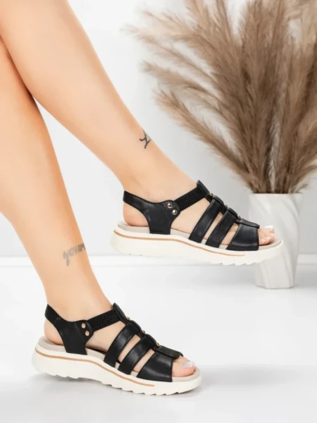 Sandale Dama cu Talpa Joasa 3FR035 Negru | Advancer » MeiShop.Ro