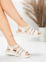 Sandale Dama cu Talpa Joasa 3FR035 Crem | Advancer » MeiShop.Ro