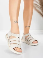 Sandale Dama cu Talpa Joasa 3FR035 Crem | Advancer » MeiShop.Ro