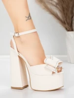 Sandale Dama cu Toc Gros si Platforma 3KV52 Bej | Mei » MeiShop.Ro