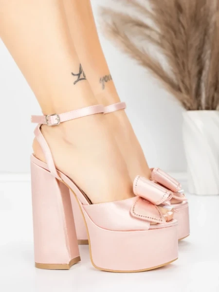 Sandale Dama cu Toc Gros si Platforma 3KV52 Roz | Mei » MeiShop.Ro