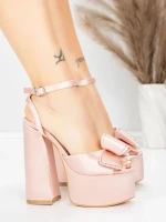 Sandale Dama cu Toc Gros si Platforma 3KV52 Roz | Mei » MeiShop.Ro