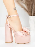 Sandale Dama cu Toc Gros si Platforma 3KV52 Roz | Mei » MeiShop.Ro