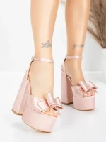 Sandale Dama cu Toc Gros si Platforma 3KV52 Roz | Mei » MeiShop.Ro