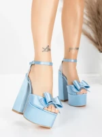 Sandale Dama cu Toc Gros si Platforma 3KV52 Turcoaz | Mei » MeiShop.Ro