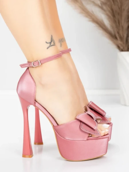 Sandale Dama cu Toc Subtire si Platforma 5DC39 Roz | Mei » MeiShop.Ro