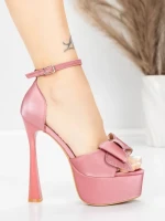 Sandale Dama cu Toc Subtire si Platforma 5DC39 Roz | Mei » MeiShop.Ro