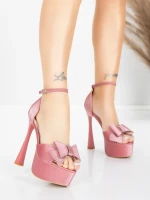 Sandale Dama cu Toc Subtire si Platforma 5DC39 Roz | Mei » MeiShop.Ro