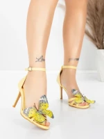 Sandale Dama cu Toc Subtire 5GS62 Galben | Mei » MeiShop.Ro