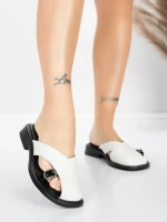 Papuci Dama cu Talpa Joasa 5GS63 Alb | Mei » MeiShop.Ro