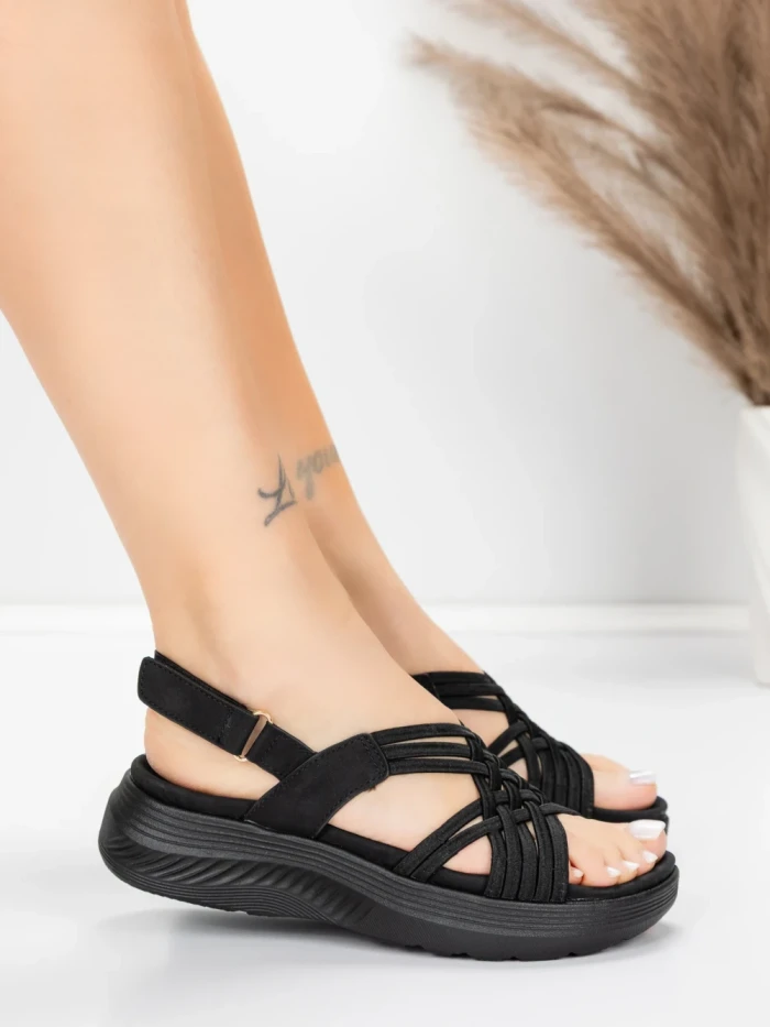 Sandale Dama cu Platforma 5GS67 Negru | Mei » MeiShop.Ro