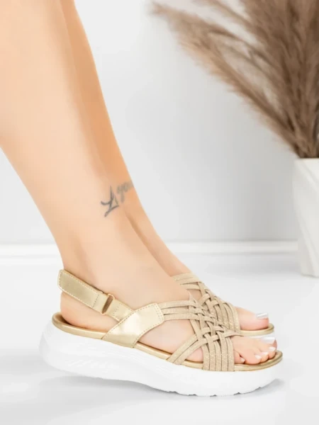 Sandale Dama cu Platforma 5GS67 Auriu | Mei » MeiShop.Ro