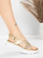 Sandale Dama cu Platforma 5GS67 Auriu | Mei » MeiShop.Ro