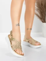 Sandale Dama cu Platforma 5GS67 Auriu | Mei » MeiShop.Ro