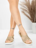 Sandale Dama cu Platforma 5GS67 Auriu | Mei » MeiShop.Ro