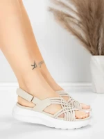 Sandale Dama cu Platforma 5GS67 Bej | Mei » MeiShop.Ro