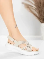 Sandale Dama cu Platforma 5GS67 Bej | Mei » MeiShop.Ro