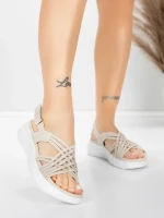 Sandale Dama cu Platforma 5GS67 Bej | Mei » MeiShop.Ro