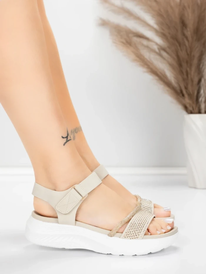 Sandale Dama cu Platforma 5GS68 Bej | Mei » MeiShop.Ro