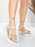 Sandale Dama cu Platforma 5GS68 Bej | Mei » MeiShop.Ro