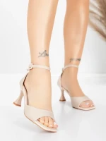 Sandale Dama cu Toc Subtire 5GZ90 Bej | Mei » MeiShop.Ro
