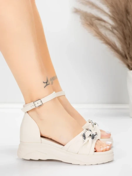 Sandale Dama cu Platforma 5H75 Bej | Mei » MeiShop.Ro