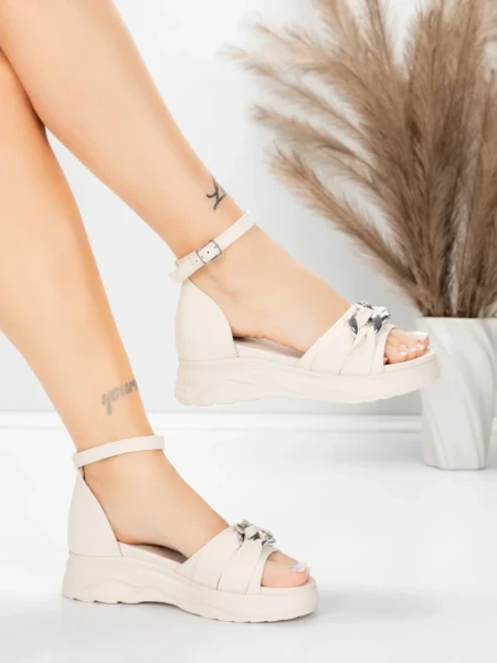 Sandale Dama cu Platforma 5H75 Bej | Mei » MeiShop.Ro