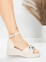 Sandale Dama cu Platforma 5H75 Bej | Mei » MeiShop.Ro