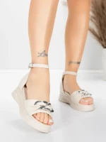 Sandale Dama cu Platforma 5H75 Bej | Mei » MeiShop.Ro