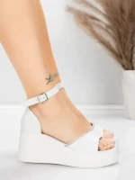 Sandale Dama cu Platforma 5H76 Alb | Mei » MeiShop.Ro