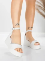 Sandale Dama cu Platforma 5H76 Alb | Mei » MeiShop.Ro