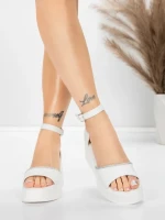 Sandale Dama cu Platforma 5H76 Alb | Mei » MeiShop.Ro