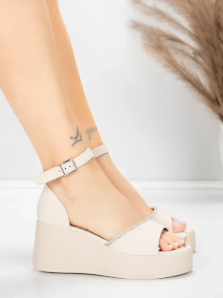 Sandale Dama cu Platforma 5H76 Bej | Mei » MeiShop.Ro