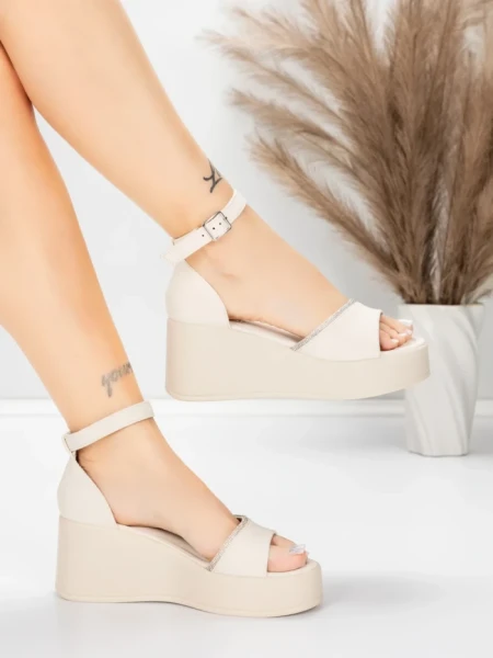Sandale Dama cu Platforma 5H76 Bej | Mei » MeiShop.Ro