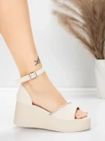 Sandale Dama cu Platforma 5H76 Bej | Mei » MeiShop.Ro