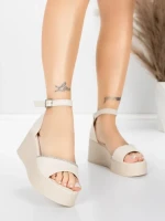 Sandale Dama cu Platforma 5H76 Bej | Mei » MeiShop.Ro