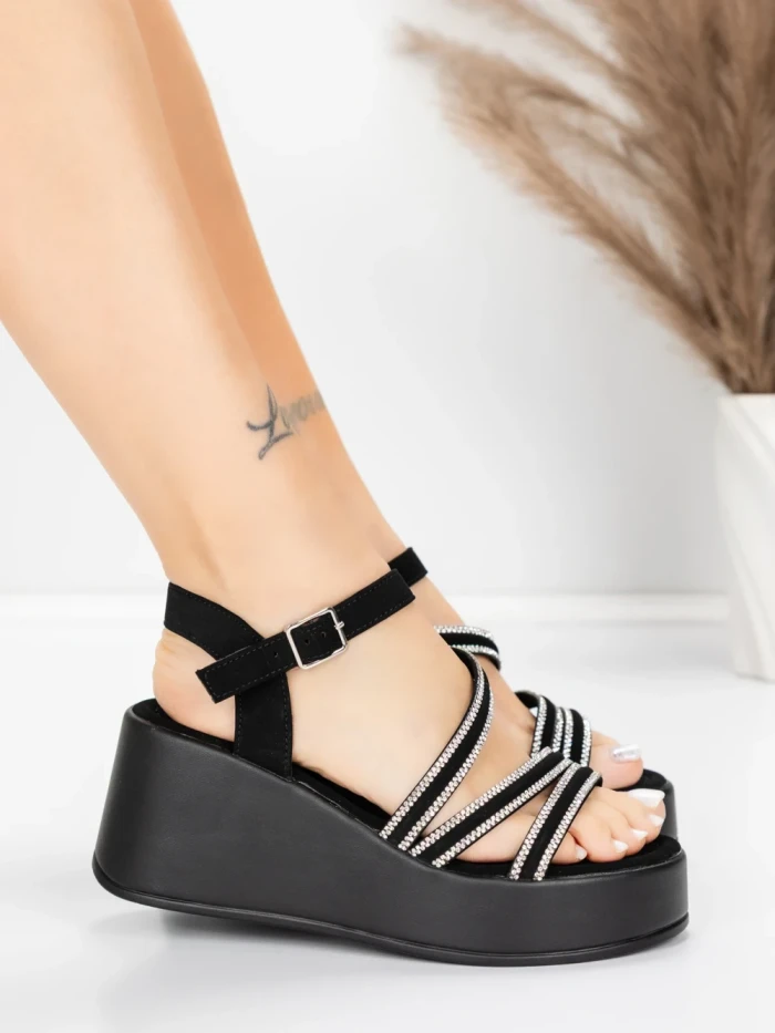 Sandale Dama cu Platforma 5H78 Negru | Mei » MeiShop.Ro