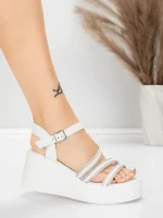 Sandale Dama cu Platforma 5H78 Alb | Mei » MeiShop.Ro