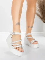 Sandale Dama cu Platforma 5H78 Alb | Mei » MeiShop.Ro