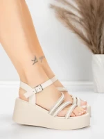 Sandale Dama cu Platforma 5H78 Bej | Mei » MeiShop.Ro