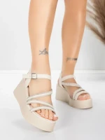 Sandale Dama cu Platforma 5H78 Bej | Mei » MeiShop.Ro