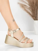 Sandale Dama cu Platforma 5H78 Auriu | Mei » MeiShop.Ro