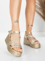 Sandale Dama cu Platforma 5H78 Auriu | Mei » MeiShop.Ro