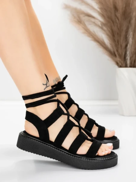 Sandale Dama cu Talpa Joasa 5H79 Negru | Mei » MeiShop.Ro