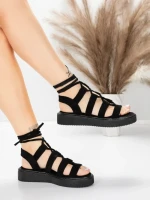 Sandale Dama cu Talpa Joasa 5H79 Negru | Mei » MeiShop.Ro