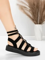 Sandale Dama cu Talpa Joasa 5H79 Negru | Mei » MeiShop.Ro