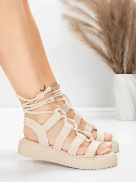 Sandale Dama cu Talpa Joasa 5H79 Bej | Mei » MeiShop.Ro