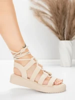 Sandale Dama cu Talpa Joasa 5H79 Bej | Mei » MeiShop.Ro
