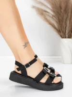 Sandale Dama cu Talpa Joasa 5H80 Negru | Mei » MeiShop.Ro